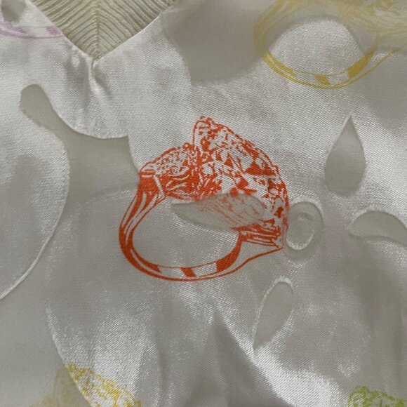 Bill Burns Womens Sleeveless V-Neck Top With Colorful Ring Print Size 4 - Picture 2 of 8